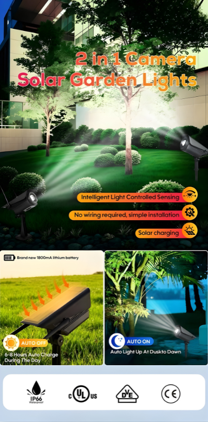 2-in-1 Solar Camera Garden/Pathway Light